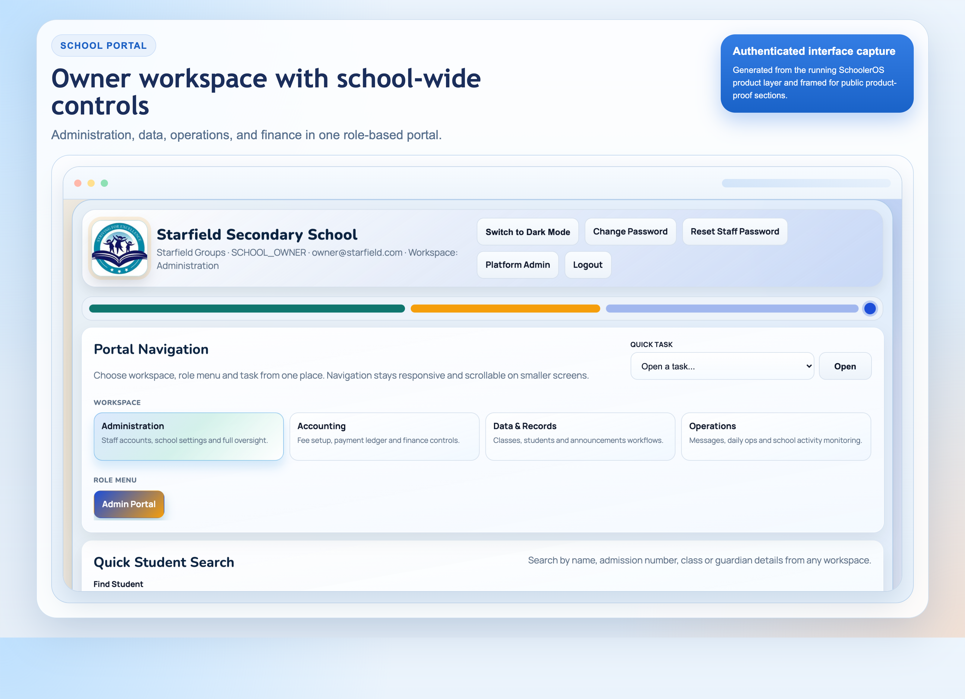 SchoolerOS dashboard preview for Apatira Schools